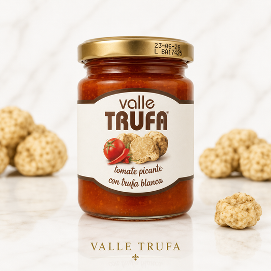 Espaguetis con tomate picante de trufa blanca