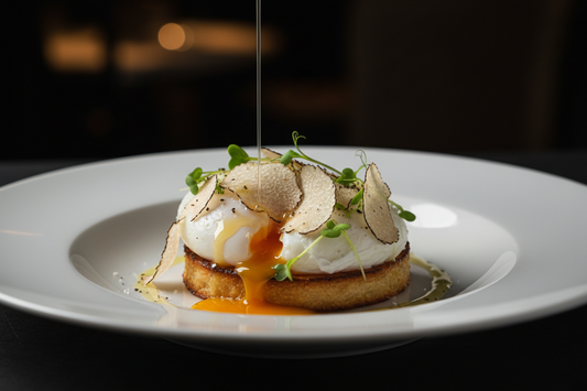 Huevos poché con aceite de trufa blanca